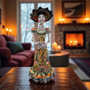 Catrina Handmade Talavera Day of the Dead  Colorful Ceramic Folk Art from Puebla, Mexico Día de los Muertos Skeleton Figurine Wedding Gift