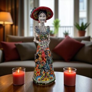 Catrina Handmade Talavera Day of the Dead  Colorful Ceramic Folk Art from Puebla, Mexico Día de los Muertos Skeleton Figurine Wedding Gift