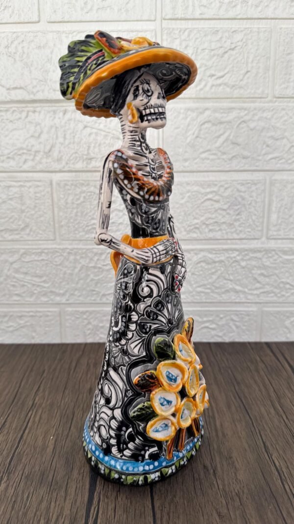 Catrina Handmade Talavera Day of the Dead  Colorful Ceramic Folk Art from Puebla, Mexico Día de los Muertos Skeleton Figurine Wedding Gift - Image 2