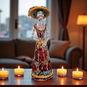Catrina Handmade Talavera Day of the Dead  Colorful Ceramic Folk Art from Puebla, Mexico Día de los Muertos Skeleton Figurine Wedding Gift