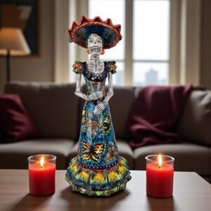 Catrina Handmade Talavera Day of the Dead  Colorful Ceramic Folk Art from Puebla, Mexico Día de los Muertos Skeleton Figurine Wedding Gift