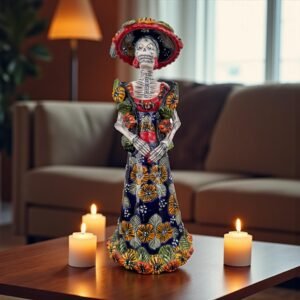 Catrina Handmade Talavera Day of the Dead  Colorful Ceramic Folk Art from Puebla, Mexico Día de los Muertos Skeleton Figurine Wedding Gift