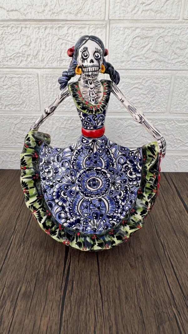 Catrina Handmade Talavera Day of the Dead  Colorful Ceramic Folk Art from Puebla, Mexico Día de los Muertos Skeleton Figurine Wedding Gift - Image 2