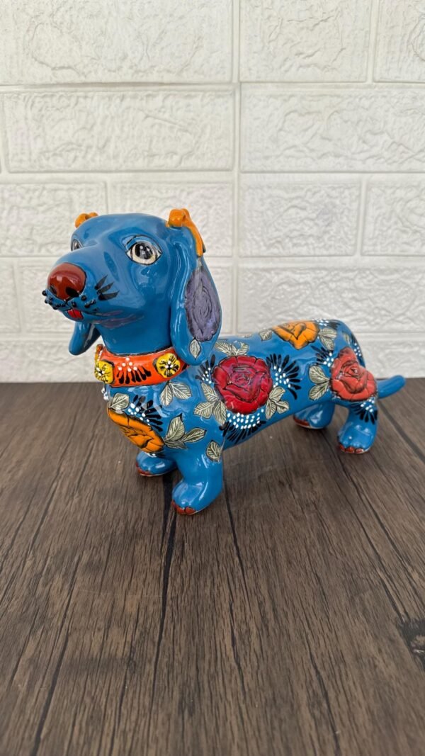 Talavera Dachshund Scupture Ceramic Dog, Talavera Pottery, Puebla Mexican Pottery, Dachshund Statue, Handmade And Hand Painted  Home Decor - Image 2