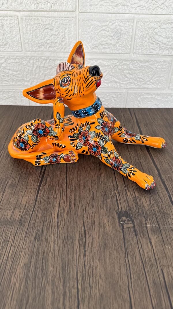 Talavera Xoloitzcuintle, Ceramic dog, Talavera Pottery, Authentic Puebla Mexico Pottery, Xolo Statue, Dog Sculpture Xoloitzcuintle - Image 2