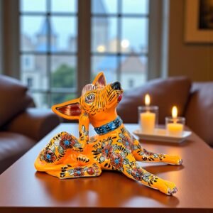 Talavera Xoloitzcuintle, Ceramic dog, Talavera Pottery, Authentic Puebla Mexico Pottery, Xolo Statue, Dog Sculpture Xoloitzcuintle