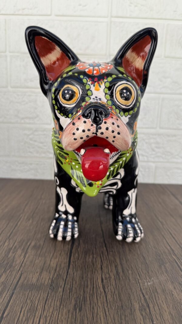 Talavera French Bulldog Sculpture Ceramic Dog, Talavera Pottery, Puebla Mexican Pottery, French Bulldog Statue, Handmade and Hand Painted - Image 2