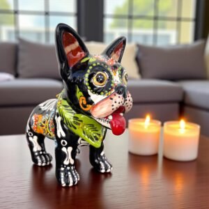 Talavera French Bulldog Sculpture Ceramic Dog, Talavera Pottery, Puebla Mexican Pottery, French Bulldog Statue, Handmade and Hand Painted