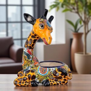 Large Giraffe Pot Planter  Talavera Colorful  Figurine  Ceramic Pottery Artisan Hand Painted  Decor Vibrant Folk Art from Puebla  Decor