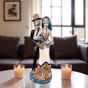 Catrina Handmade Talavera Day of the Dead  Colorful Ceramic Folk Art from Puebla, Mexico Día de los Muertos Skeleton Figurine Wedding Gift