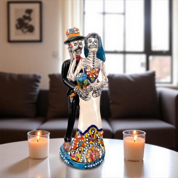 Catrina Handmade Talavera Day of the Dead  Colorful Ceramic Folk Art from Puebla, Mexico Día de los Muertos Skeleton Figurine Wedding Gift