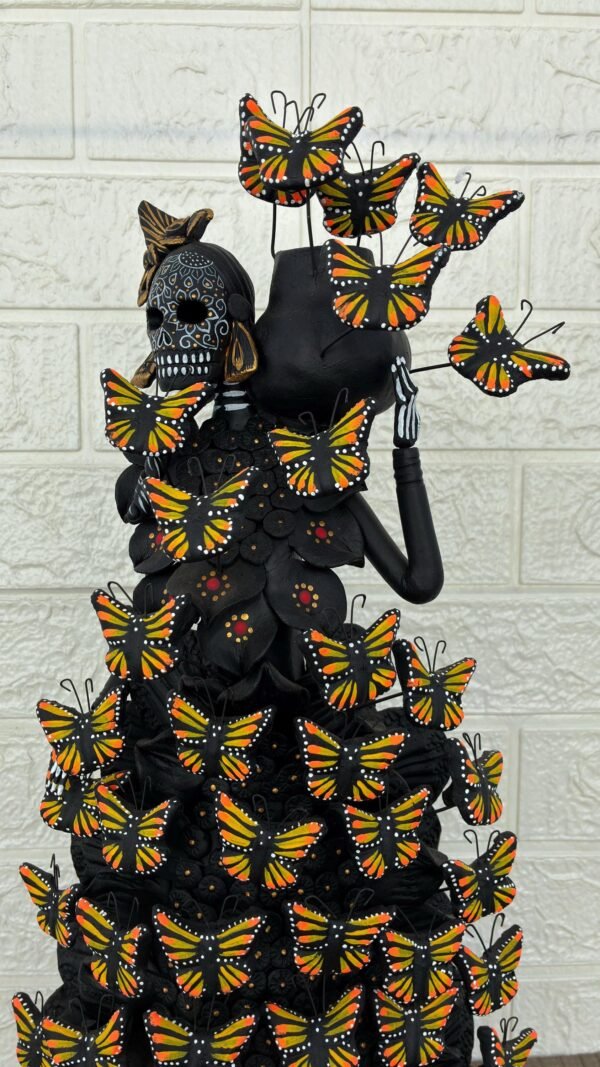 Catrina Skull Frida Kahlo Doll, Michoacan Mexico Made by Artisans Day Of The Dead, Human Skeleton, Mexican Decorations, Sugar Skull 21.6” - Image 4