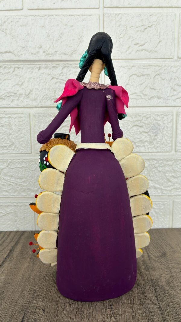 Catrina Skull Frida Kahlo Doll, Michoacan Mexico Made by Artisans Day Of The Dead, Human Skeleton, Mexican Decorations, Sugar Skull 13” Tall - Image 4