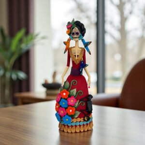 Catrina Skull Frida Kahlo Doll, Michoacan Mexico Made by Artisans Day Of The Dead, Human Skeleton, Mexican Decorations, Sugar Skull 13” Tall