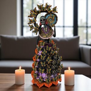 Catrina Skull Frida Kahlo Doll, Michoacan Mexico Made by Artisans Day Of The Dead, Human Skeleton, Mexican Decorations, Sugar Skull 21.6”