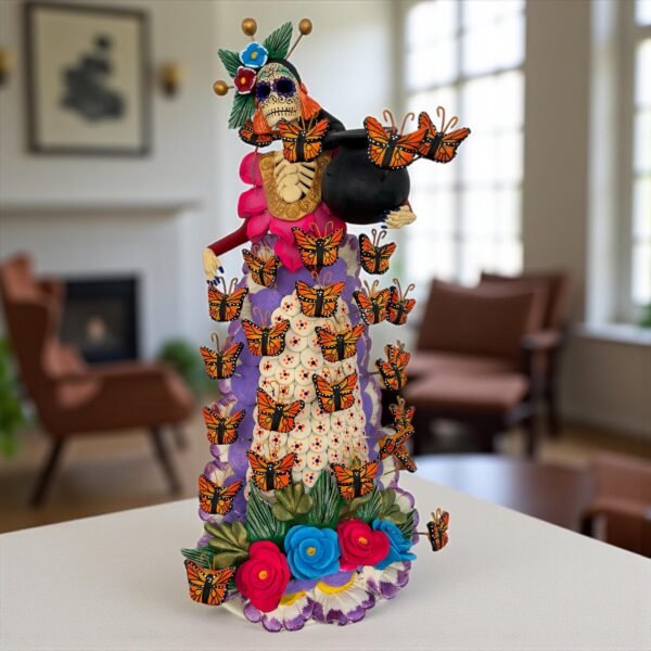Catrina Skull Frida Kahlo Doll, Michoacan Mexico Made by Artisans Day Of The Dead, Human Skeleton, Mexican Decorations, Sugar Skull 21.6”