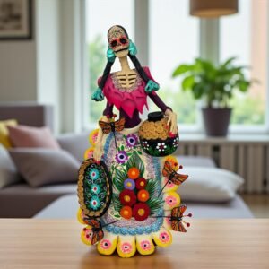 Catrina Skull Frida Kahlo Doll, Michoacan Mexico Made by Artisans Day Of The Dead, Human Skeleton, Mexican Decorations, Sugar Skull 13” Tall