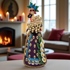 Catrina Skull Frida Kahlo Doll, Michoacan Mexico Made by Artisans Day Of The Dead, Human Skeleton, Mexican Decorations, Sugar Skull 21.6”