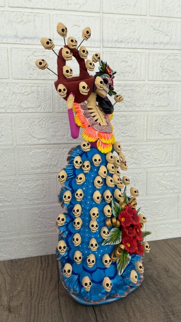 Catrina Skull Frida Kahlo Doll, Michoacan Mexico Made by Artisans Day Of The Dead, Human Skeleton, Mexican Decorations, Sugar Skull 21.6” - Image 2