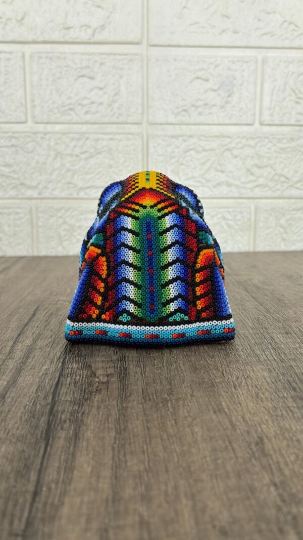 Jaguar Statue  Huichol Sculpture Of Mexican Folk Art, Panther Wixarika As A Mexican Decorative Figure , Made Of Resin And Beads - Image 3