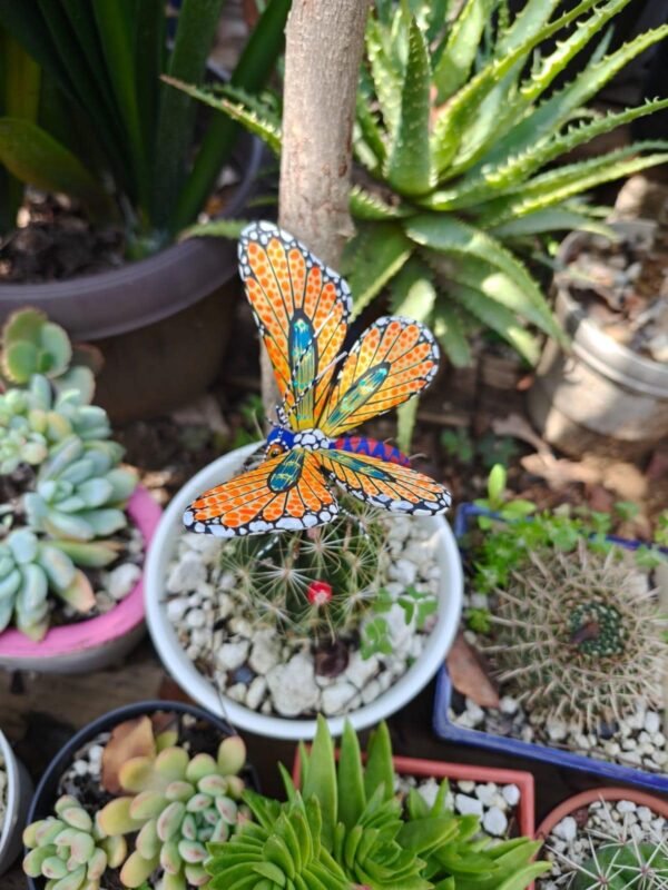 Butterflie Figurine Statue Oaxaca Mexican Folk Art Alebrije Sculpture, Wooden As Mexican Decoration, Made Of Wood And Carved By Hand - Image 3