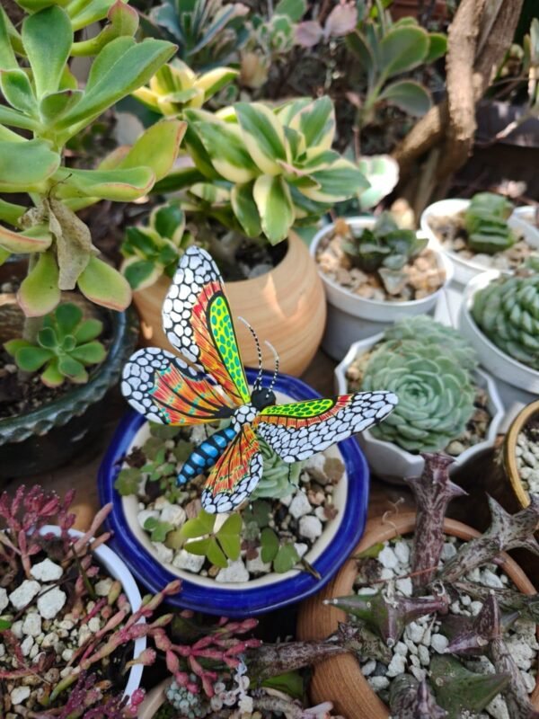 Butterflie Figurine Statue Oaxaca Mexican Folk Art Alebrije Sculpture, Wooden As Mexican Decoration, Made Of Wood And Carved By Hand - Image 3