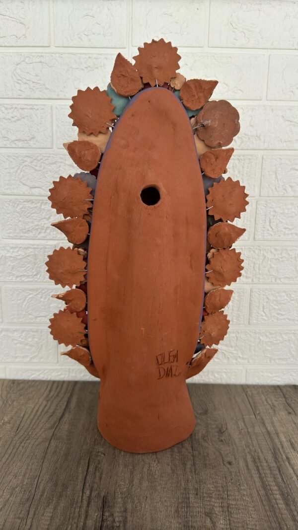 XL Virgin Mary Handmade Clay Piece, Virgen de Guadalupe  Mexican Decoration, Mary Virgin Sculpture,Metepec Estado de México Virgencita 23.7” - Image 6