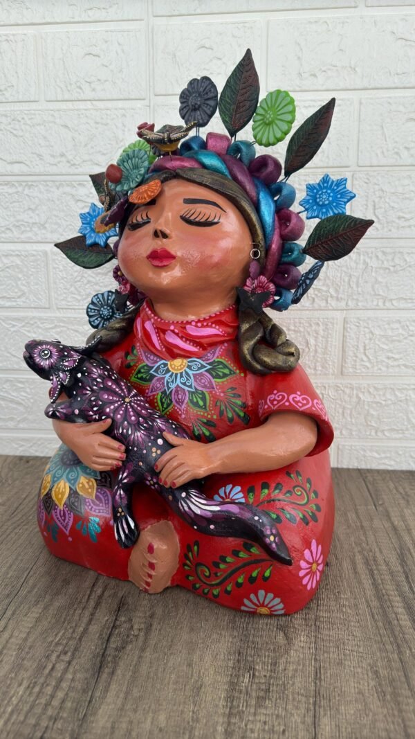 Pachamama Handmade Sculpture – Mexican Mother Earth Art, Colorful Clay Figurine, Spiritual Decor, Indigenous Folk Art, Home Decor Metepec - Image 3