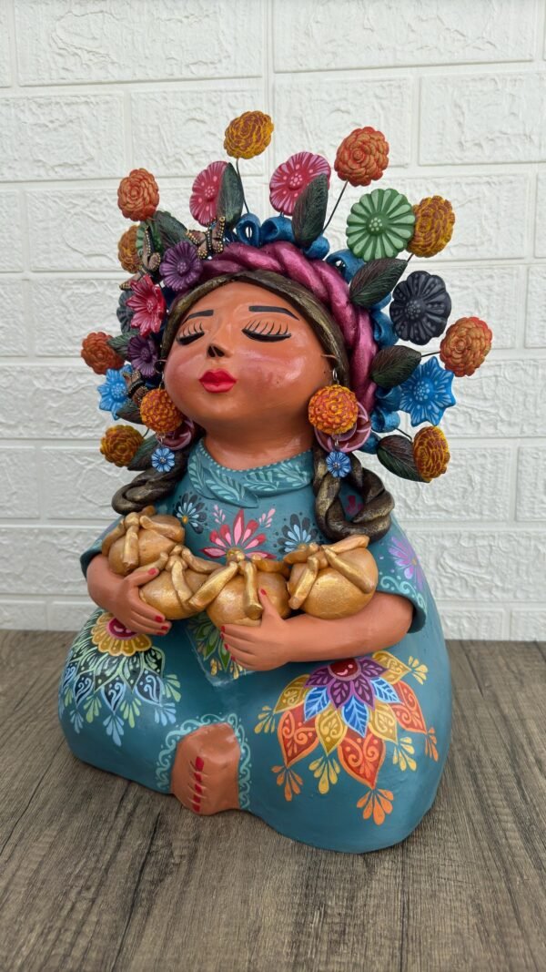 Pachamama Handmade Sculpture – Mexican Mother Earth Art, Colorful Clay Figurine, Spiritual Decor, Indigenous Folk Art, Home Decor Metepec - Image 4