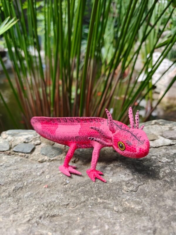 Axolotl Sculpture Mexican Folk Art Alebrije Figurine,Ajolote Wooden As Mexican Decoration Statue, Made Of Wood And Carved By Hand Ajolotito - Image 3