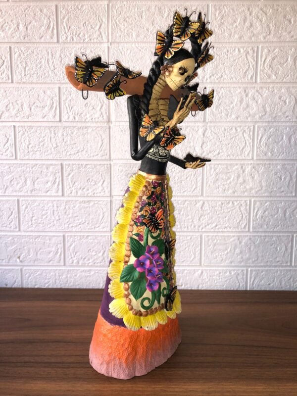 Catrina Skull Frida Kahlo Doll, Michoacan Mexico Made by Artisans Day of the dead, Human skeleton, Mexican decorations, Sugar skull 19.7” - Image 4