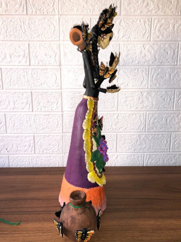 Catrina Skull Frida Kahlo Doll, Michoacan Mexico Made by Artisans Day of the dead, Human skeleton, Mexican decorations, Sugar skull 19.7” - Image 7