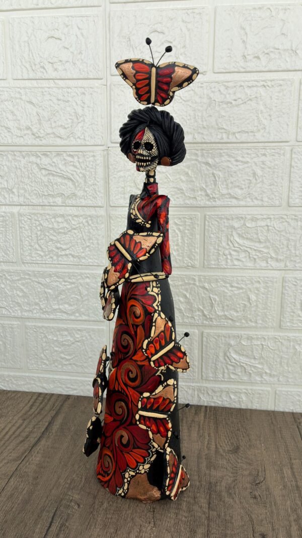 Catrina Skull Frida Kahlo Doll  Michoacan Mexico Made by Artisans Day Of The Dead  Human Skeleton  Mexican Decorations  Sugar Skull 13.8” T - Image 3