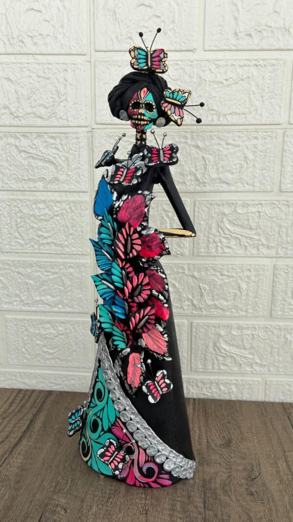 Catrina Skull Frida Kahlo Doll  Michoacan Mexico Made by Artisans Day Of The Dead  Human Skeleton  Mexican Decorations  Sugar Skull 13.8” T - Image 3