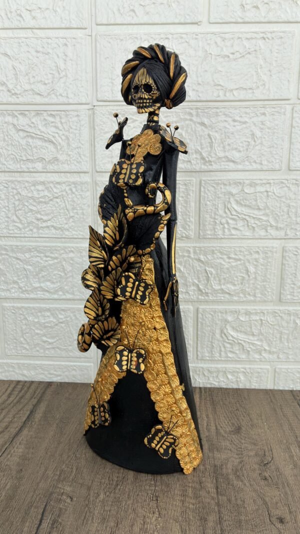 Catrina Skull Frida Kahlo Doll  Michoacan Mexico Made by Artisans Day Of The Dead  Human Skeleton  Mexican Decorations  Sugar Skull 13.8” T - Image 3