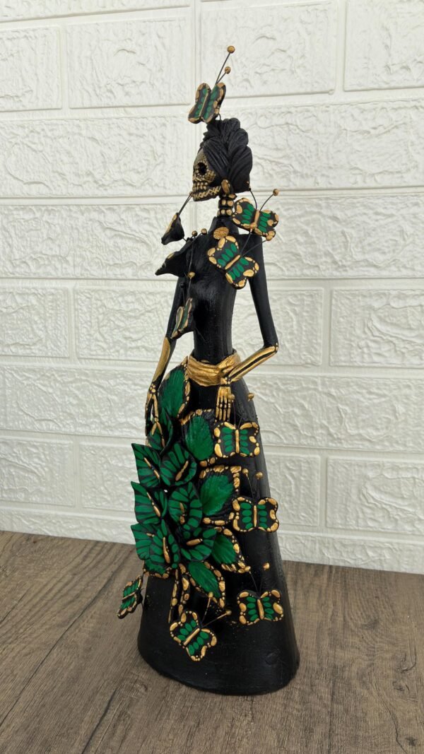 Catrina Skull Frida Kahlo Doll  Michoacan Mexico Made by Artisans Day Of The Dead  Human Skeleton  Mexican Decorations  Sugar Skull 13.8” T - Image 3