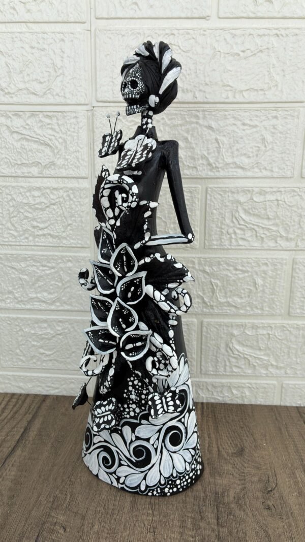 Catrina Skull Frida Kahlo Doll  Michoacan Mexico Made by Artisans Day Of The Dead  Human Skeleton  Mexican Decorations  Sugar Skull 13.8” T - Image 3