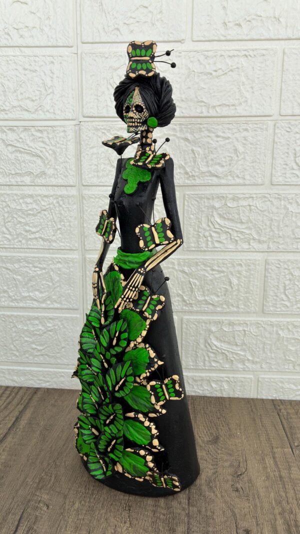 Catrina Skull Frida Kahlo Doll  Michoacan Mexico Made by Artisans Day Of The Dead  Human Skeleton  Mexican Decorations  Sugar Skull 13.8” T - Image 3
