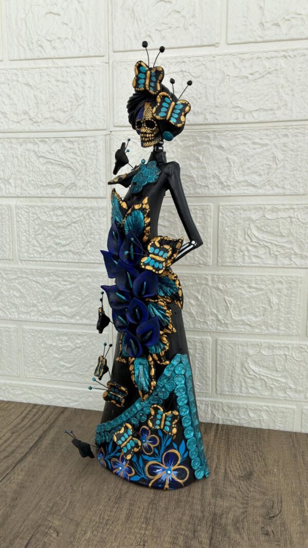 Catrina Skull Frida Kahlo Doll  Michoacan Mexico Made by Artisans Day Of The Dead  Human Skeleton  Mexican Decorations  Sugar Skull 13.8” T - Image 3