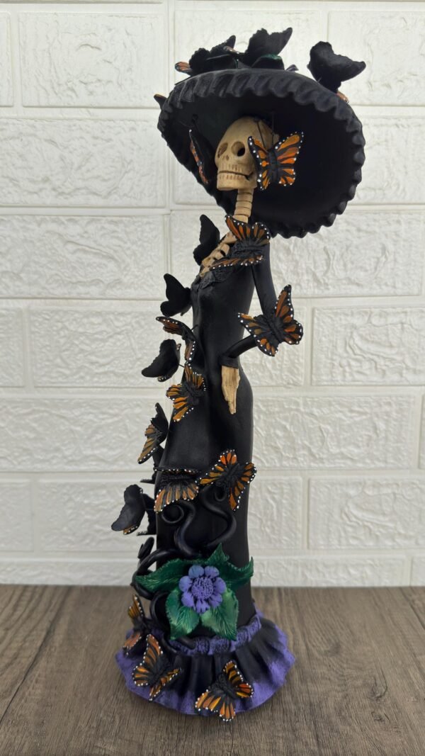 18” Catrina Michoacán Original Clay Handcrafted Frida Kahlo Doll  Day Of The Dead  Human Skeleton  Mexican Decorations  Sugar Skull - Image 3