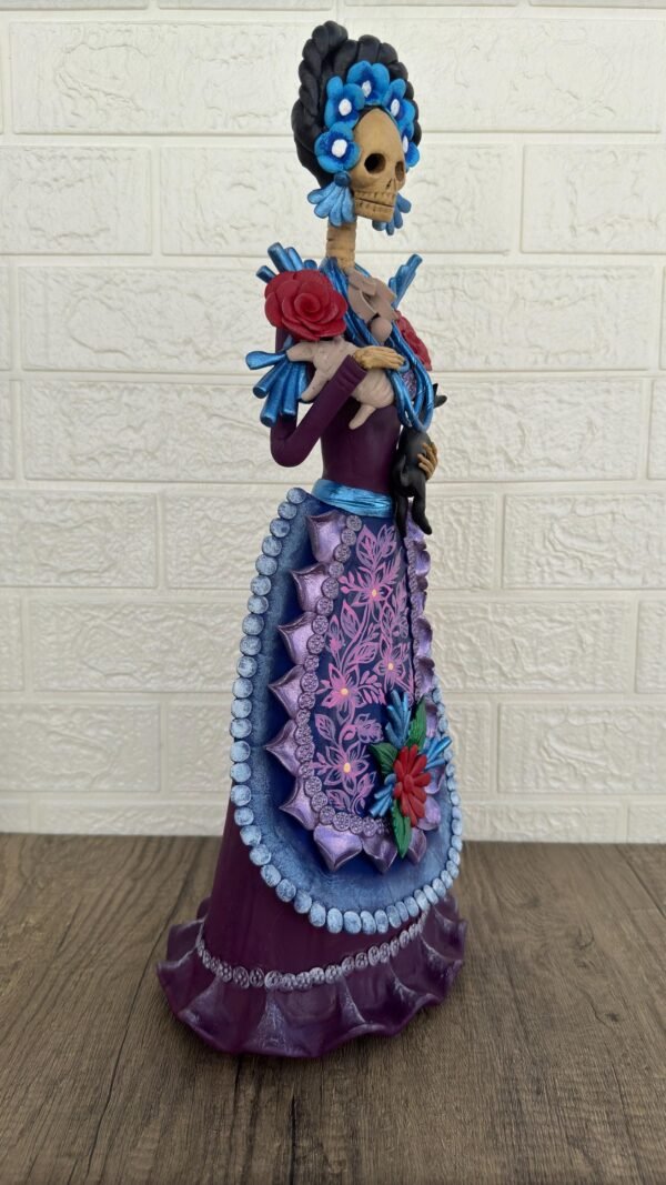 18” Catrina Michoacán Original Clay Handcrafted Frida Kahlo Doll  Day Of The Dead  Human Skeleton  Mexican Decorations  Sugar Skull - Image 3