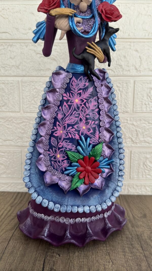18” Catrina Michoacán Original Clay Handcrafted Frida Kahlo Doll  Day Of The Dead  Human Skeleton  Mexican Decorations  Sugar Skull - Image 5