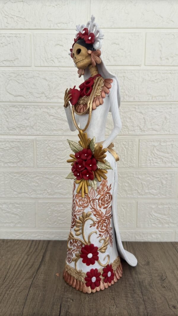 18” Catrina Michoacán Original Clay Handcrafted Frida Kahlo Doll  Day Of The Dead  Human Skeleton  Mexican Decorations  Sugar Skull - Image 3