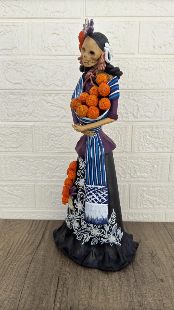 18” Catrina Michoacán Original Clay Handcrafted Frida Kahlo Doll  Day Of The Dead  Human Skeleton  Mexican Decorations  Sugar Skull - Image 3