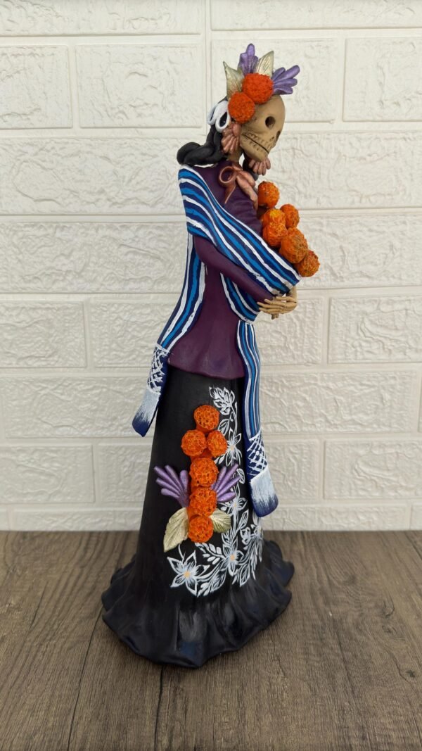 18” Catrina Michoacán Original Clay Handcrafted Frida Kahlo Doll  Day Of The Dead  Human Skeleton  Mexican Decorations  Sugar Skull - Image 4