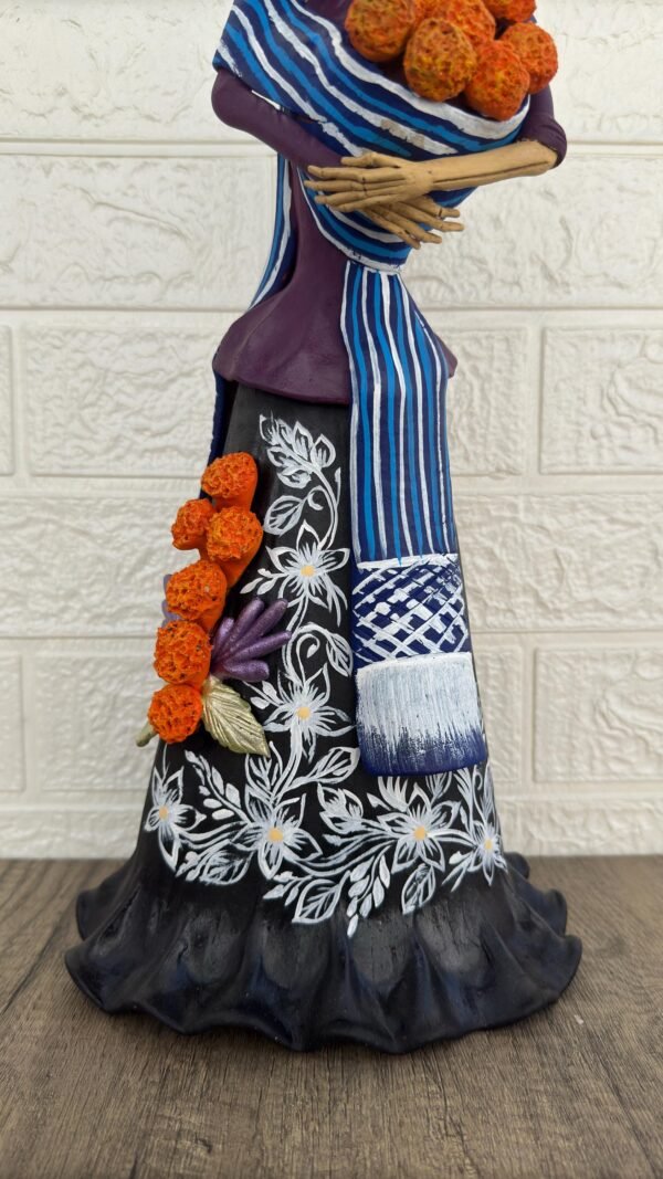 18” Catrina Michoacán Original Clay Handcrafted Frida Kahlo Doll  Day Of The Dead  Human Skeleton  Mexican Decorations  Sugar Skull - Image 5