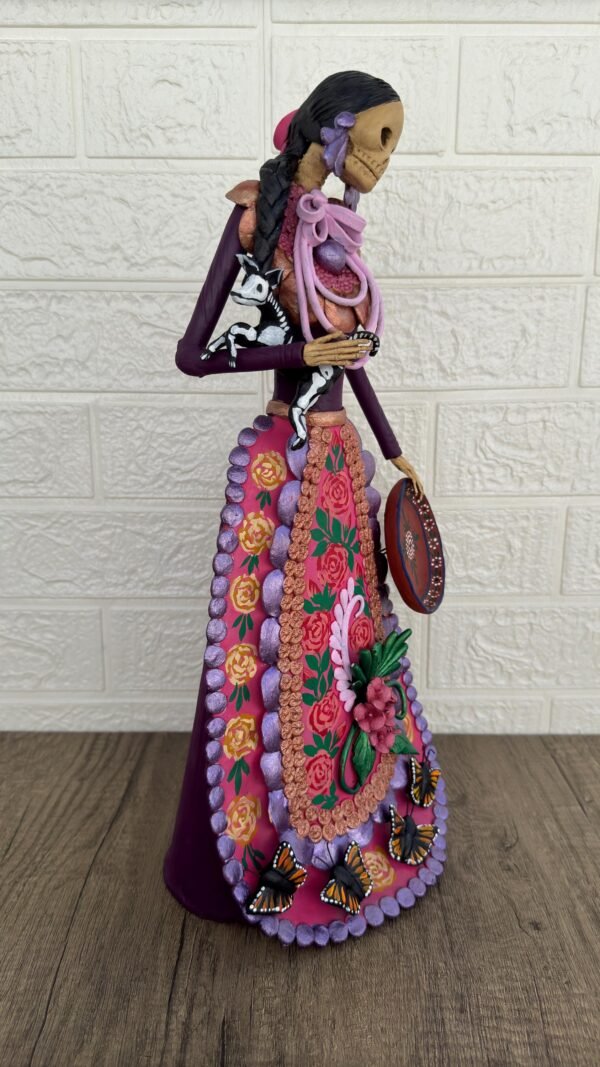 18” Catrina Michoacán Original Clay Handcrafted Frida Kahlo Doll  Day Of The Dead  Human Skeleton  Mexican Decorations  Sugar Skull - Image 4