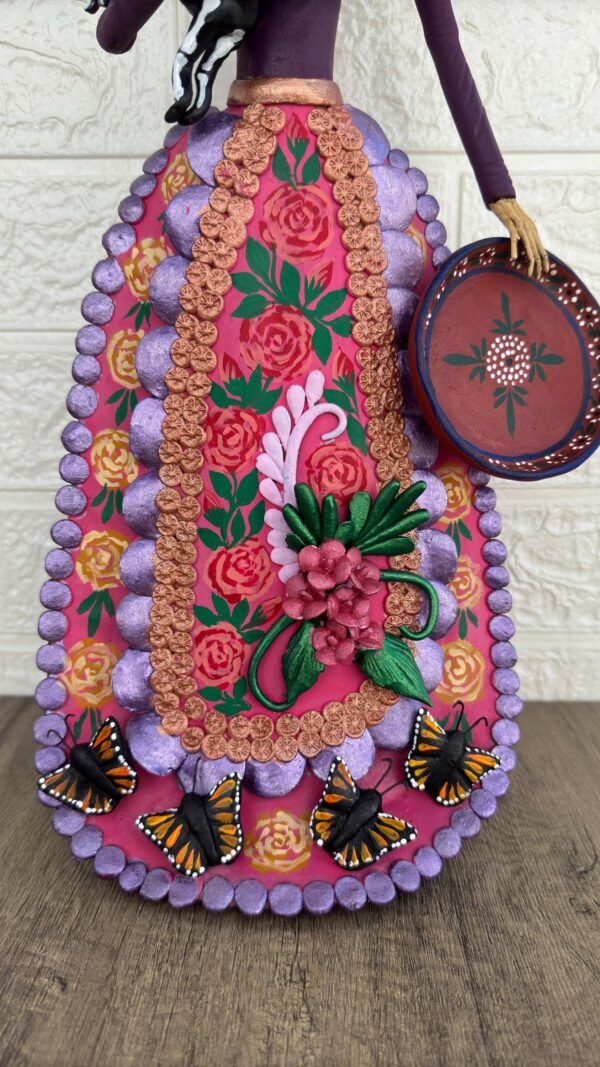 18” Catrina Michoacán Original Clay Handcrafted Frida Kahlo Doll  Day Of The Dead  Human Skeleton  Mexican Decorations  Sugar Skull - Image 5