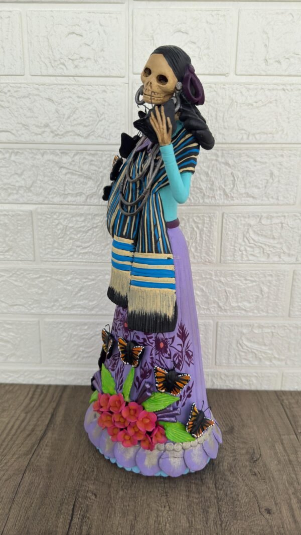 18” Catrina Michoacán Original Clay Handcrafted Frida Kahlo Doll  Day Of The Dead  Human Skeleton  Mexican Decorations  Sugar Skull - Image 4