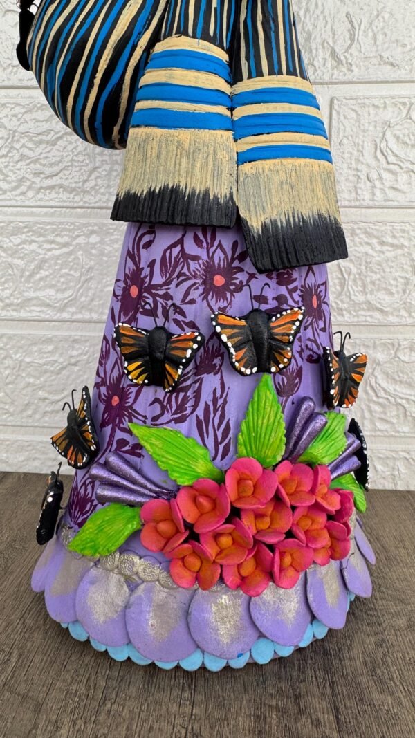 18” Catrina Michoacán Original Clay Handcrafted Frida Kahlo Doll  Day Of The Dead  Human Skeleton  Mexican Decorations  Sugar Skull - Image 5